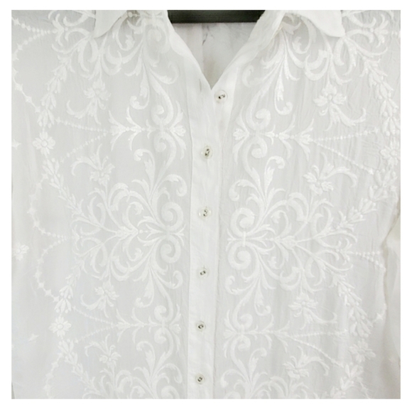 Johnny Was Embroidered White Blouse XS - Picture 4 of 10